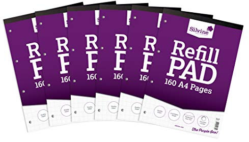 Silvine A4 Refill Pad - 2/10/20 mm Graph (160 Pages) Pack of 6