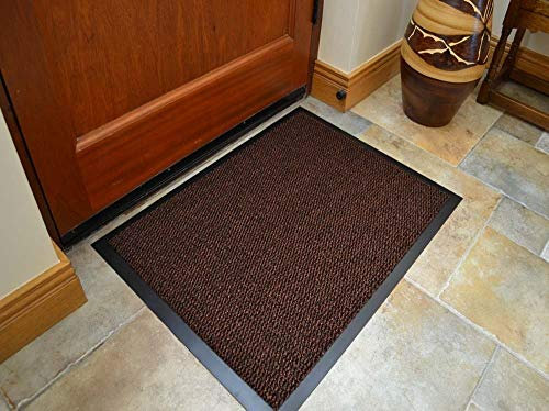 Extra Small Dark Light Rusty Brown Hardwearing Heavy Duty Black PVC Edge Pile Top Rubber Barrier Entrance Door Kitchen Utility Dust Floor Long Short Narrow Hall Hallway Runners Mats Rugs 60cm x 40cm