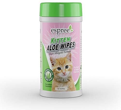 Espree Lingettes Naturelles à l’Aloe Vera pour Chaton | Nettoyage Rapide et Facile de 50 lingettes