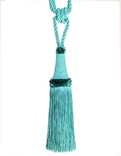 Mosel Avenue Art & Gobelin Studio (DE) Raffhalter 65 cm mit Kordel Quaste 22 cm Türkis Schmuckquaste Gardinen Vorhang Gardinenhalter Quaste Halter für Gardinen Barock Design