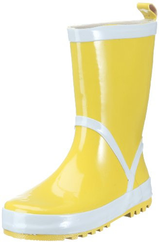 Playshoes Kinder Gummistiefel aus Naturkautschuk, trendige Unisex Regenstiefel mit Reflektoren, Gelb, 22/23 EU