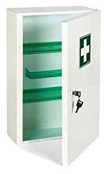 LIFEBOX ROSSIGNOL Armoire à Pharmacie Acier Fermeture à Clef 2 étagères L31 x H45,5 x P14,5 cm Blanc