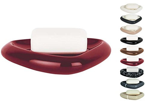 Spirella Seifenschale Steinoptik dekorative Badausstattung Seifenablage Etna Maße: 15 x 11 x 3 cm - Rot