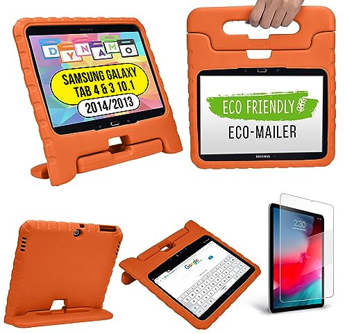 Cooper Dynamo [Rugged Kids Case] Protective Case for Samsung Galaxy Tab 4 10.1, Galaxy Tab 3 10.1 2013/2014 released only | Child Proof Cover with Stand, Handle (Orange)