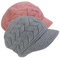 SYAYA Women Winter Warm Knit Hat Wool Snow Ski Caps with Visor DMZ01 pink gray