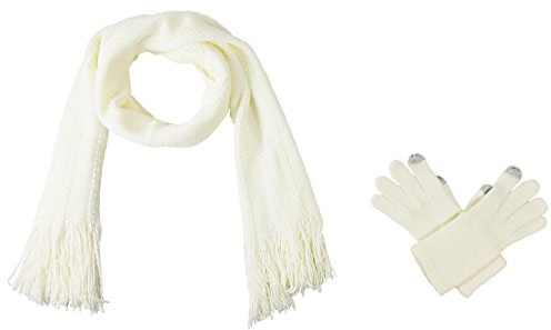 BRUCERIVER Damen Ultraweich Schal & Handschuh Set | Gestrickter, Touchscreen Funktion, Cable Design