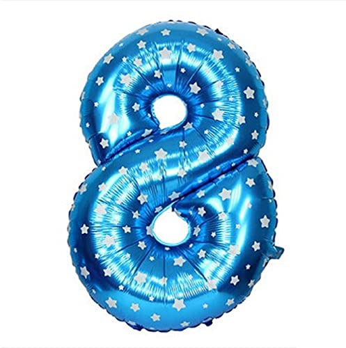 16 Blue Number 8 Foil Balloons Air Filled Self Inflating Birthday Anniversary Wedding Party Banner Decorations