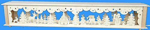 Rudolphs Schatzkiste Schwibbogenerhöhung mit Seiffener Kirche Waldtiere und Beleuchtung BxHxT 72x10x10cm NEU Lichterbogen Fensterbogen Spitzbogen Erzgebirge Seiffen Weihnachten Licht Holz Dekoration