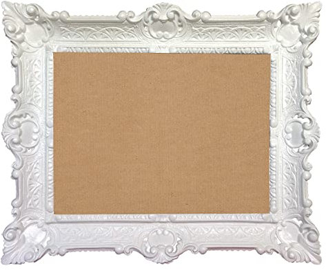 Lnxp BILDERRAHMEN BAROCKRAHMEN mit GLAS 56x46cm RECHTECKIG REPRO Bilder für 30x40cm oder 40x30 cm BAROCK ANTIK (Weiß) 50TR