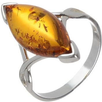 Bernstein-Ring aus Sterlingsilber und baltischem Honig im Marquise-Schliff Harriet Größe: 10,5
