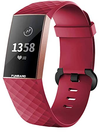 FunBand für Fitbit Charge 3/Charge 4 Armband,Klassisch Verstellbares Ersatz weiches Silikon Sporty Wrist Strap Band Armbanduhr Uhrenarmband Schlaufe Armbänder für Fitbit Charge 3/Charge 4 Smartwatch