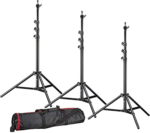 BRESSER BR-TP240 Pro-1 Lampenstativ-Set (3 Stück) inkl. Stativtasche