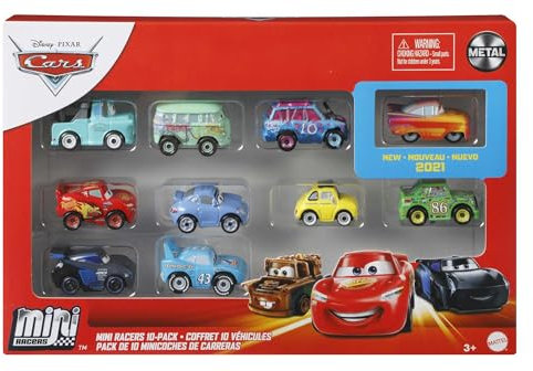 Mattel Disney Pixar Cars - Mini Racers Derby Racers Serie 10er-Pack Kleine Metall-Autos aus dem Film, Spielzeug ab 3 Jahren, Modell sortiert GKG08