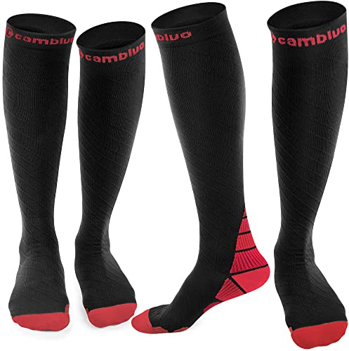 CAMBIVO Compression Socks for Women & Men 2 Pairs, Travel Flight Socks