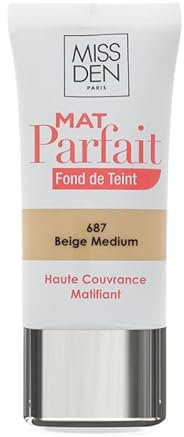 Fond de Teint Mat Parfait - Miss Den - Haute Couvrance - Matifiant - Teinte 687 Beige medium
