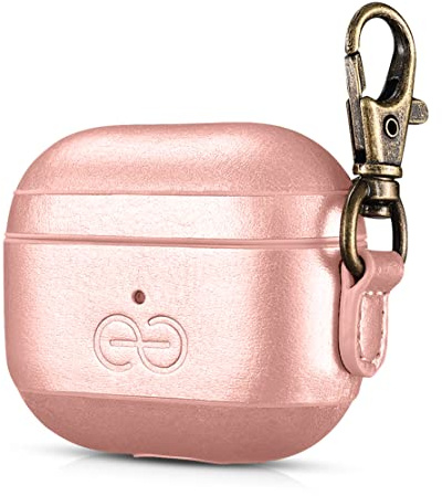 Dreem Om AirPods 3 Vegane Ledertasche mit Clip - Kompatibel mit Apple Bluetooth Wireless Earbuds für iPhone - Rosa