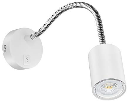 ledscom.de Leselampe WAIKA mit Schwanenhals und Schalter weiß matt, inkl. GU10 LED Lampe (weiß, 5,3W, 504lm, 44°)