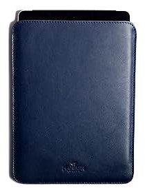Harber London - Funda de Piel para iPad y Kindle | Ideal para iPad Mini (2012/2024) y de tamaños similares | Color Azul Navy | Hecho a Mano y Certificados Ecológicos