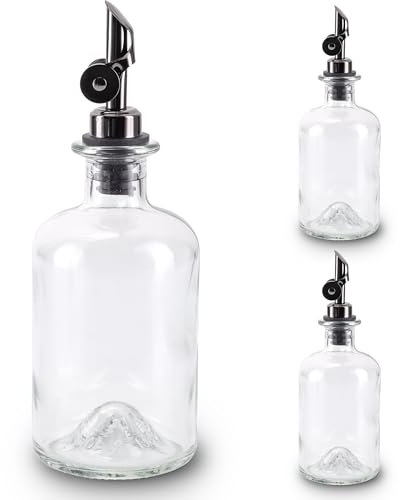 Lifestyle Lover Zuckerstreuer, Glas 350ml Flasche, Dosierer aus Edelstahl, ideal für weißer/brauner Zucker, Kakao (Blanko 3er)