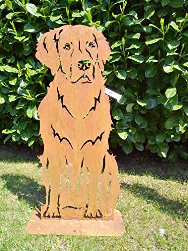 Gartenfigur Hund Golden Retriever Metallfigur Rostfigur Rost Deko Höhe ca. 80 cm