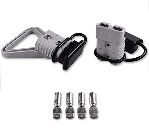 175 Amp 2 pièces connecteur de batterie 175A connexion rapide déconnexion + 1 pièce 175A amp poignée connecteur d'alimentation de batterie + 2 pièces couvercle anti-poussière (Gris, 1/0 Awg)