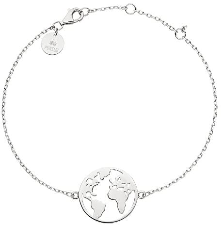 Purelei® Worldmap Armband Damen aus Edelstahl (Silber) Schmuck wasserfest (Versilbert)