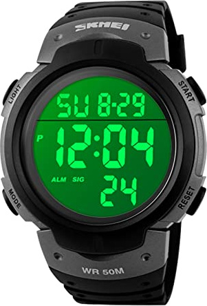 VenSten Herren Digital Uhren,50 m Wasserdicht Freizeit Outdoor Armbanduhr mit Wecker Stoppuhr, Läuft mit LED - Digitaluhren für Männer.