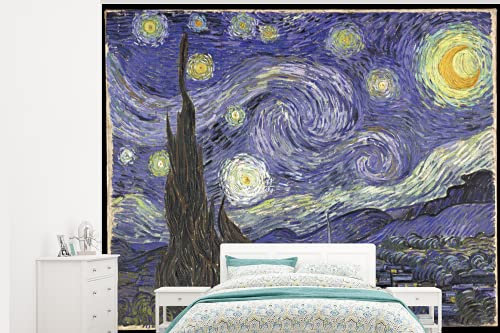 Selbstklebend Tapete Wandpapier Wandaufkleber Fototapete Tapeten Wanddeko 375x300 cm Sternennacht - Vincent van Gogh