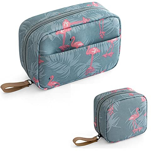 VIONNPPT 2 Stück Süße Wasserdicht Comestic Bag, Kosmetik Tasche Organizer Tragbarer Waschbeutel, Make up Tasche Geschenk für Frauen Mädchen Familie und Freunde (Flamingo)