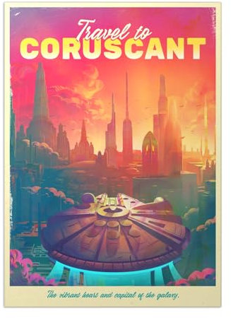 Displate Offiziell Star Wars MetallPoster Magnetische Befestigung Inklusive Lizenziert Bilder Hochwertiges Poster Star Wars - Iconic Vehicles - Coruscant Poster 45 cm x 32 cm