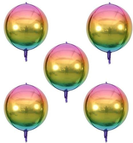 Runde Metallic Folienballons, 45cm, Hot Pink, 5 Stück (Regenbogen)