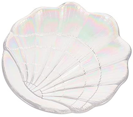 Cabilock Plateau de Rangement pour Bijoux en Verre Irisé, Support Alimentaire Multifonction, Assiette Coquillage Décorative, Organiseur Élégant pour Collations et Bijoux, Usage Domestique,
