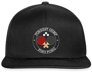 Spreadshirt Forrest Gump Ping Pong God Weiß Snapback Cap, One Size, Schwarz/Schwarz