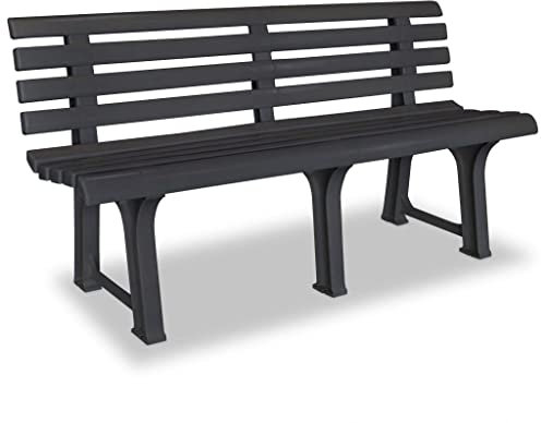 KRHINO Sitzbank Modern Parkbank, Gartenbank 145,5 cm Kunststoff Anthrazit Blumenbank Sitzbank Garten Balkon Balkonbank Anthrazit