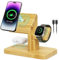 3 in 1 Magnetic Bamboo Wireless Charging Station for Apple Multiple Devices, Wood 3 in 1 Fast Charger Stand for iPhone 14ProMax/13/12, for Apple Watch7/6/5/4/3, AirpodsPro/3/2