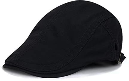 Schirmmütze Herren Barett Cap Herren Baskenmütze Einstellbar Schiebermütze Flatcap Herren Baumwolle Vintage Style Schiebermütze Flatcap Gatsby Ivy Irish Hat Barett Schirmmütze 54-59cm (Schwarz)