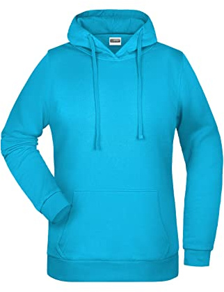 James & Nicholson Damen Basic Kapuzensweat - Leicht taillierter Kapuzenpulli mit angerauter Innenseite | Farbe: turquoise | Grösse: M