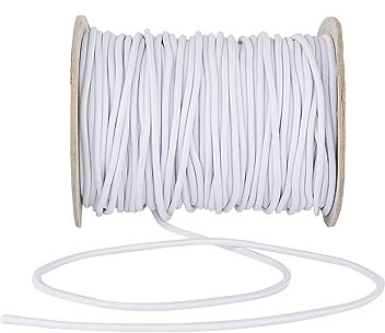 2mm Wide Round Elastic Cord for Sewing Crafting Waistbands Black White - Perfect for Wig Bands Strap Mask Making Dressmaking Accessories Altering Fitting DIY Craft by Discount Fabrics LTD (White,1m)