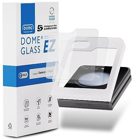 Whitestone Lot de 2 films de protection d'écran en verre trempé pour Galaxy Z Flip 5 2023, type miroir [installation facile]