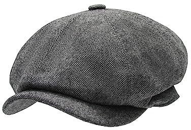 YOFARCHOY Newsboy Hüte für Männer Frauen Klassische 8 Panel Flat Cap Peaky Style Irish Hat Gatsby Baskenmütze Wollmischung Tweed, Uni Grau meliert, Einheitsgr��e