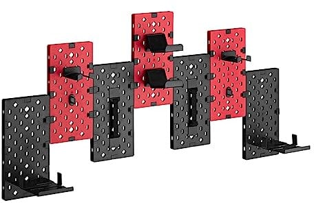 DRIFT GAMING Wall Hack - Organizador Modular Pared, Sistema Anclaje Sencillo, organizadores y complementos incluidos, soporta hasta 15 kg, Color Rojo/Negro