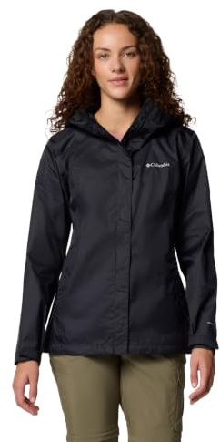 Columbia Womens Arcadia II Waterproof Rain Jacket, Black, 2X