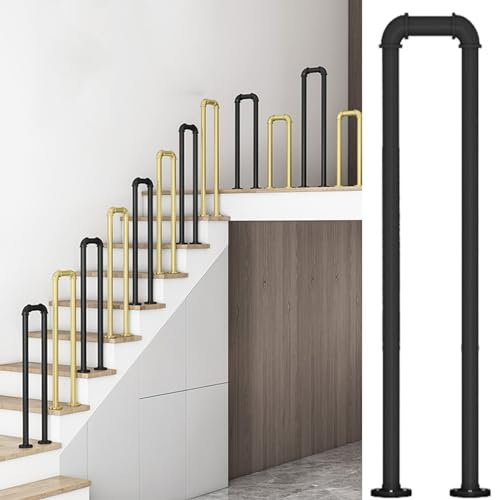 Treppengeländer Moderne Treppengeländer-Spindelpfosten, 15 17 19 23 26 32 35 Zoll hohe Treppengeländerstangen für Hausveranda-Hotelvillen, schwarzgoldener Treppenhandlauf/Schaft, Innendekorationszäune