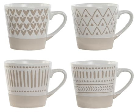 LEKE GO Juego de 4 tazas mug de gres mate beige de cerámica de 180 ml