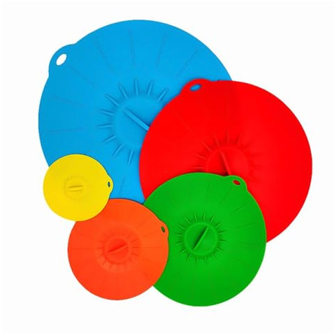 Set of 5 ZONADAH Silicone Lids Bowl Sealing Lids Microwave Splatter Cover 5 Sizes Reusable Heat Resistant Food Lids Dust-Proof Lids for Cup Plate Pot Pan Bowl