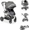 Moni Kinderwagen Ciara Tragetasche Sportsitz Wickeltasche faltbar Sitz umkehrbar, Farbe:grau/schwarz