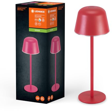 LEDVANCE ENDURA STYLE TABLE USB Außenleuchte, 2,5W, 200lm, Tischleuchte, magenta, wiederaufladbarer Akku, IP44 Schutzklasse, stufenloses Dimmen, Lichthelligkeits-Memory-Funktion