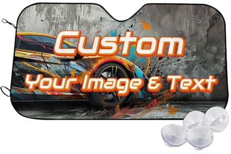 Parasol personalizado para parabrisas de coche con protector de texto fotográfico, plegable, mantiene el vehículo fresco