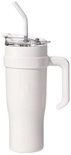 DYBHSD Auto Thermobecher für Citroen Jumpy 2012 2013 2014 2015, Auto-Kaffeetasse Kaffeebecher to Go Vakuum Isolierbecher mit Griff und Stroh Doppelwandiger Edelstahl Autoteile,White-1200ml