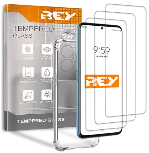 3X Protector de Pantalla y Funda Anti-Shock para OPPO REALME C55 - REALME NARZO N55, Cristal Vidrio Templado y Silicona TPU de Alta Resistencia